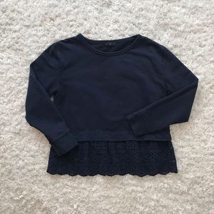 J. Crew Navy Sweatshirt with Eyelet Peplum size Medium